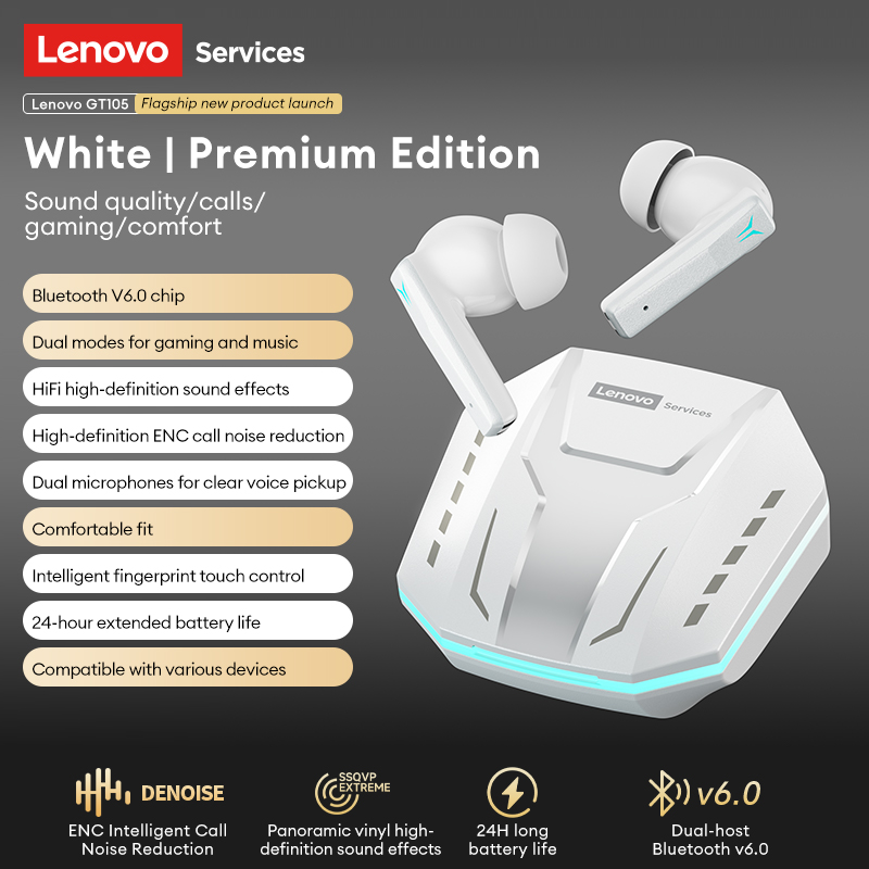 Outdoor Sport Doo - Lenovo GT105 Gaming-Kopfhörer Bluetooth 6.0 Kabellose